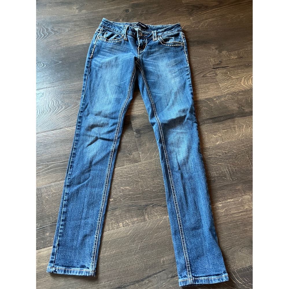 ZCO Jeans Premium Womens Size 5 Medium Wash Skinny Denim Embellished Flap Pocket